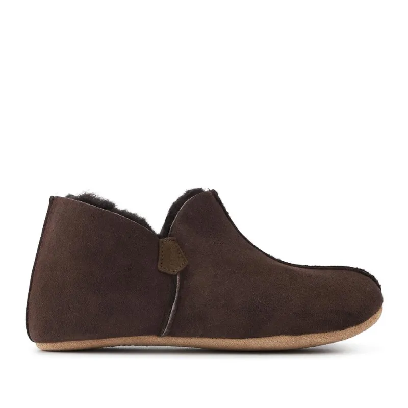 Drapers Glow Sheepskin Bootie Slippers - DRAPR42507 / 328 465 - Brown Suede sold by Jones Bootmaker