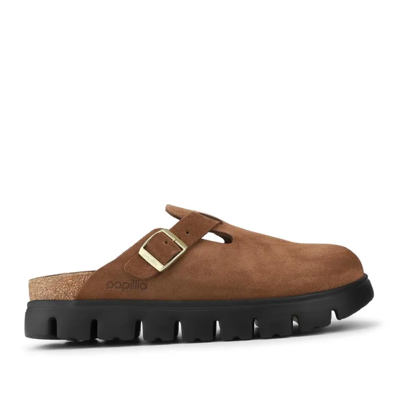 Birkenstock Suede Leather Boston Chunky Clogs - BIRK42502 / 328 154 - Brown Suede sold by Jones Bootmaker