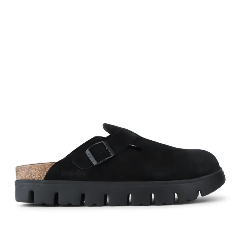 Birkenstock Suede Leather Boston Chunky Clogs - BIRK42502 / 328 154 - Black Suede sold by Jones Bootmaker