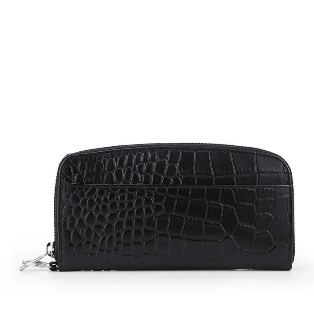 Windflower Croc-Patterned Leather Wallet - WINDFLOWER / 328 539 - Black sold by Jones Bootmaker product image thumbnail 3