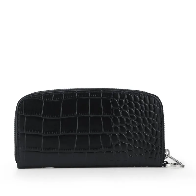 Windflower Croc-Patterned Leather Wallet - WINDFLOWER / 328 539 - Black sold by Jones Bootmaker