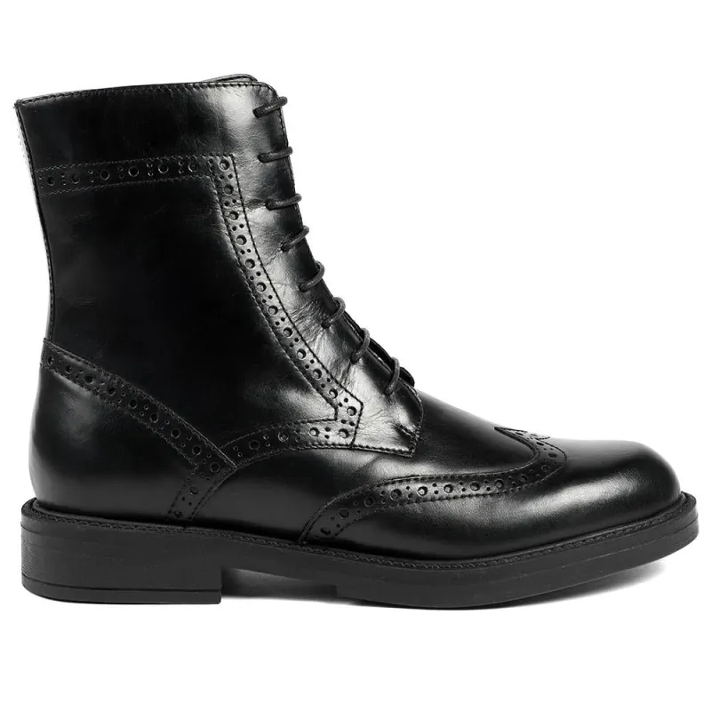 Noir Leather Brogue Lace Up Boots - NOIR / 328 611 - Black sold by Jones Bootmaker