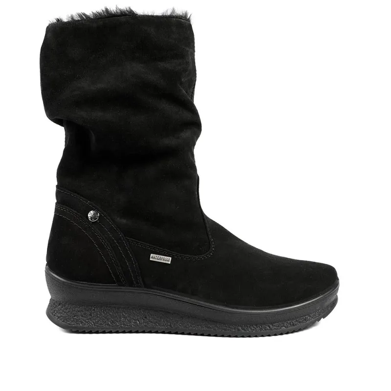 Majesty Wide Fit Leather Slouch Boots - MAJESTY / 328 601 - Black Suede sold by Jones Bootmaker