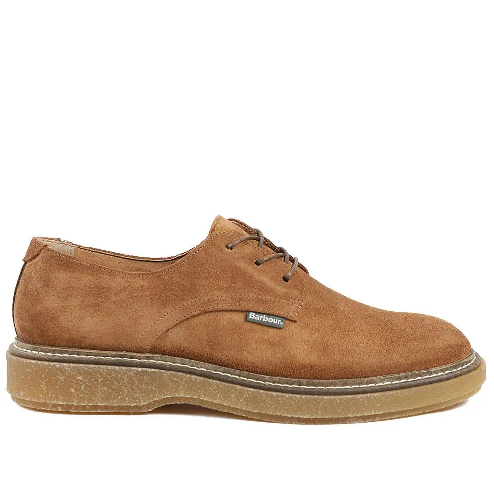 Barbour Harefield Leather Derby Shoes - BARBR42501 / 328 010 - Tan Suede sold by Jones Bootmaker