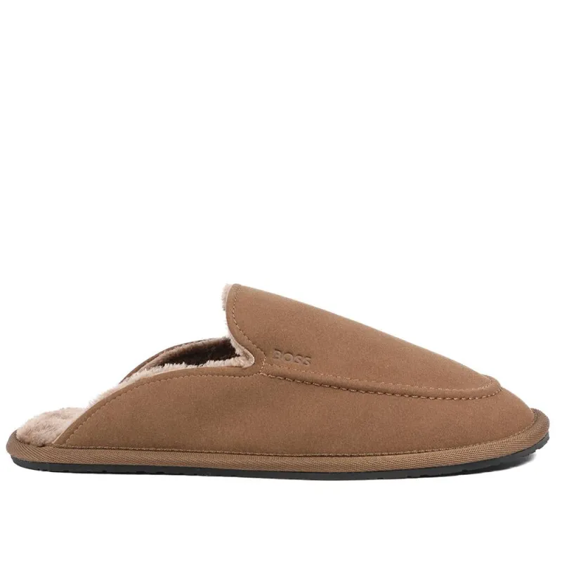 Hugo Boss Microfibre Slippers With Rubber Sole - HUGO42510 / 327 811 - Brown sold by Jones Bootmaker