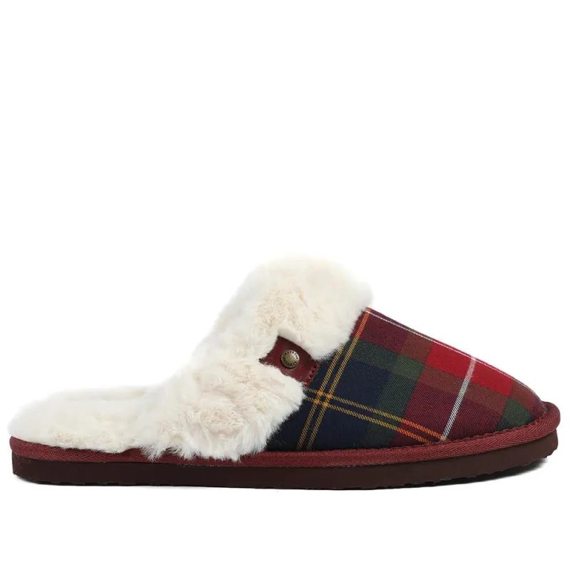 Barbour Claudia Tartan Mule Slippers - BARBR42506 / 328 565 - Red Multi sold by Jones Bootmaker