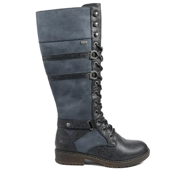 Rieker Lace & Zip Long Boots - RKR42547 / 328 187 - Blue sold by Jones Bootmaker