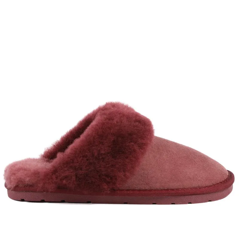 Bella-Rose Sheepskin Mule Slippers - BELLA-ROSE / 319 378 - Burgundy sold by Jones Bootmaker