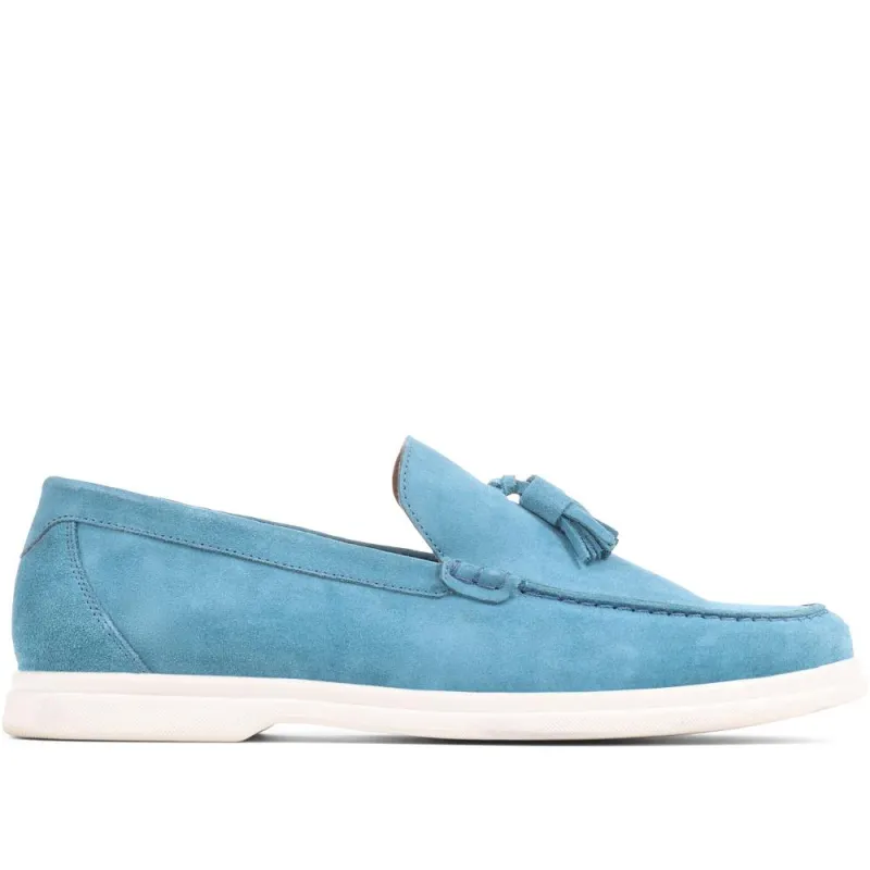 Quin Suede Tassel Loafers - QUIN / 321 689 - Blue Suede sold by Jones Bootmaker