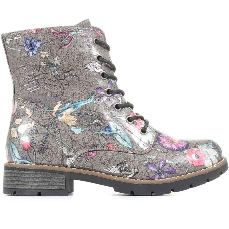 Chunky Lace-Up Ankle Boots - WBINS32015 / 318 884 - Grey Multi sold by Jones Bootmaker