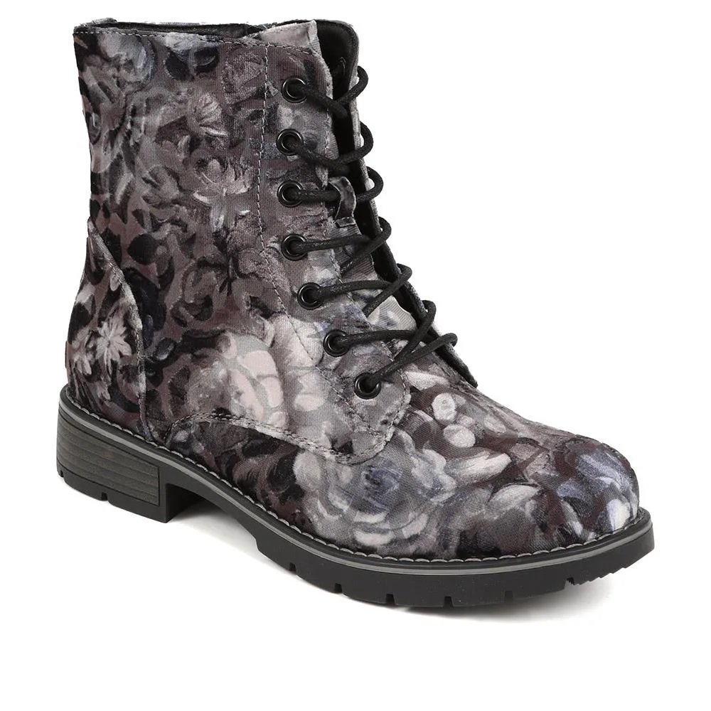 Chunky Lace-Up Ankle Boots - WBINS32015 / 318 884 - Grey Floral sold by Jones Bootmaker product image thumbnail 2