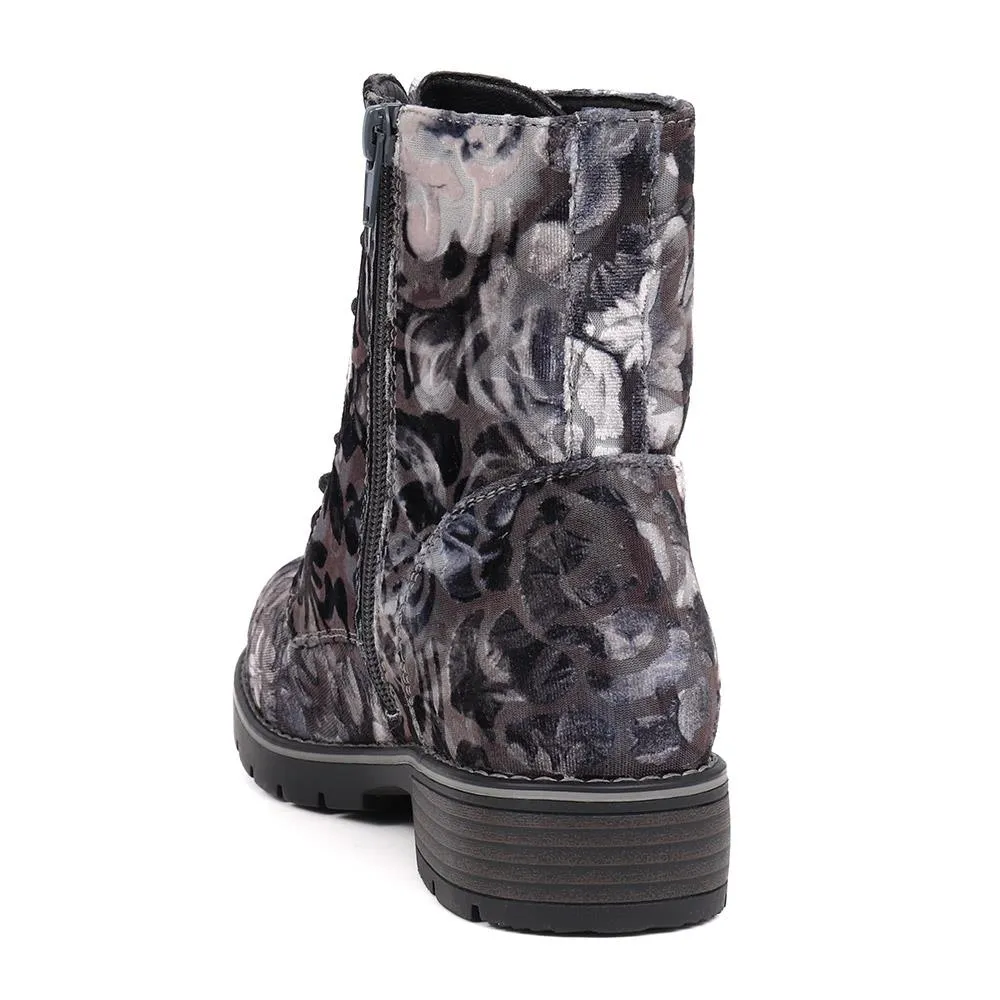 Chunky Lace-Up Ankle Boots - WBINS32015 / 318 884 - Grey Floral sold by Jones Bootmaker product image thumbnail 3