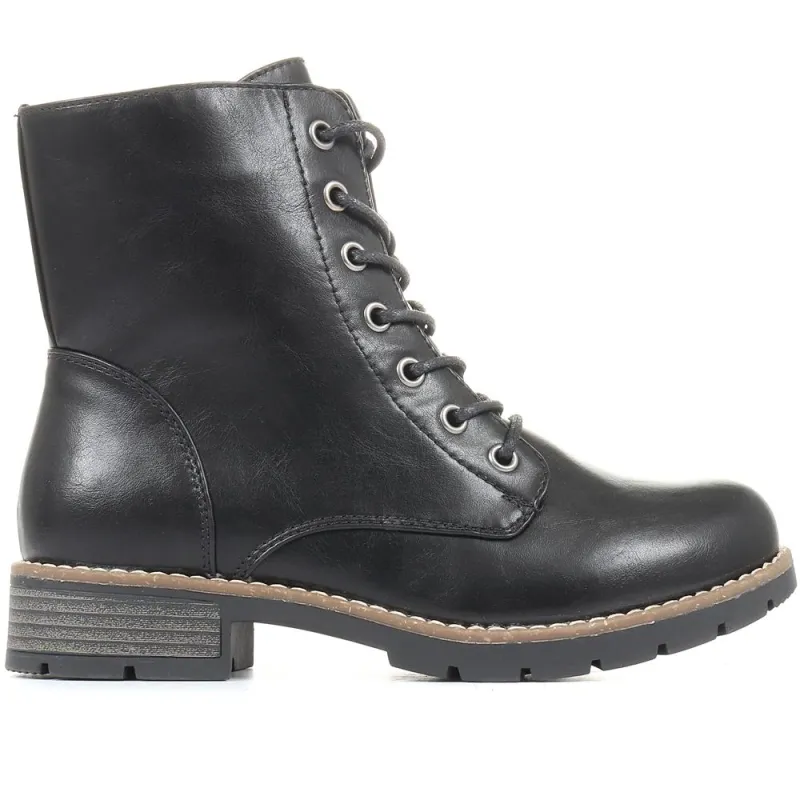 Chunky Lace-Up Ankle Boots - WBINS32015 / 318 884 - Black sold by Jones Bootmaker