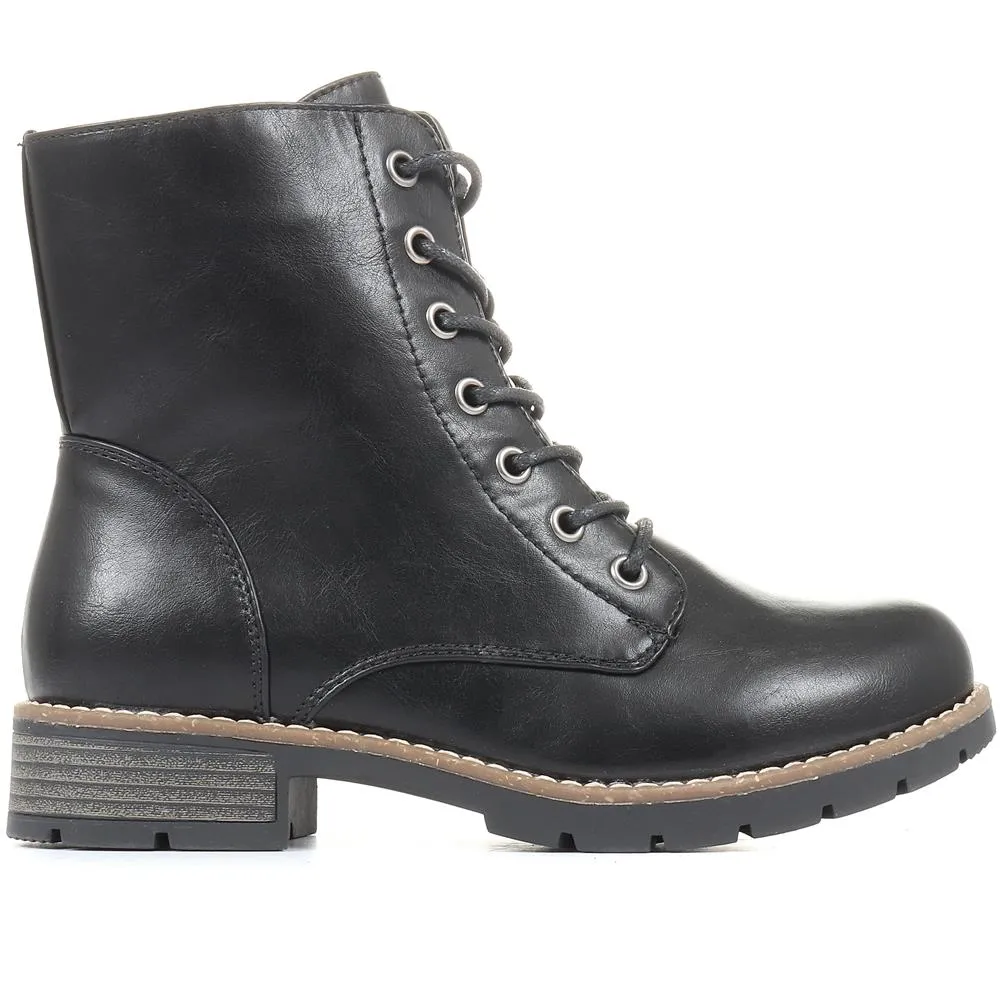 Chunky Lace-Up Ankle Boots - WBINS32015 / 318 884 - Black sold by Jones Bootmaker