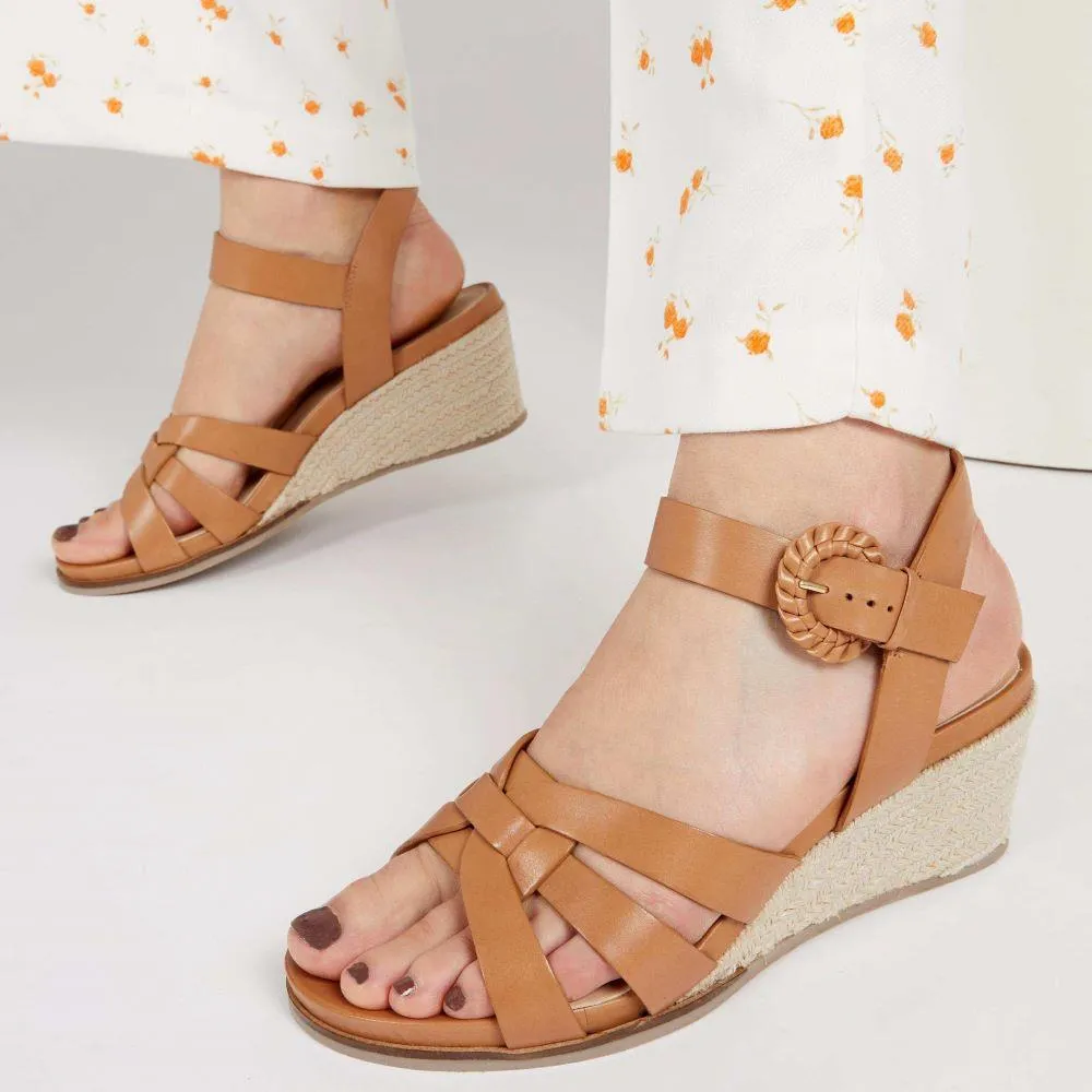 Loriana Leather Woven Wedge Sandals - LORIANA / 323 346 - Tan sold by Jones Bootmaker product image thumbnail 5