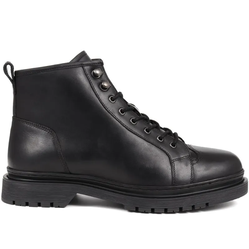 Denzel Leather Lace Up Boots - DENZEL / 324 394 - Black sold by Jones Bootmaker