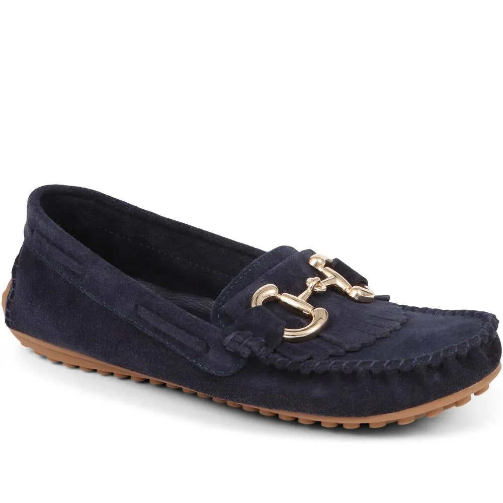 Giustina Suede Buckle Moccasins - GIUSTINA / 323 917 - Navy sold by Jones Bootmaker product image thumbnail 2