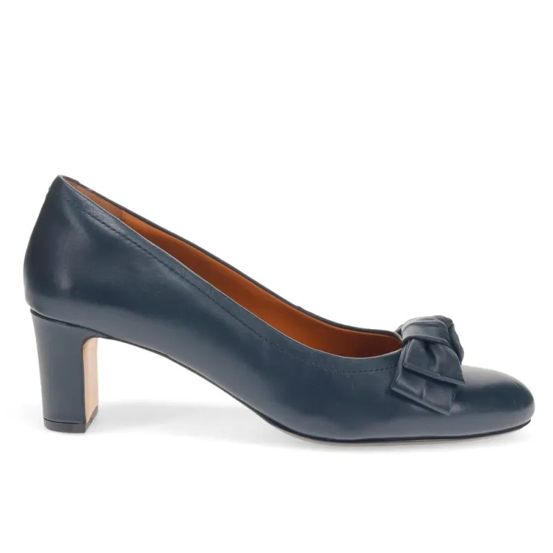 Zelda Bow Detail Court Shoes - ZELDA / 323 596 - Navy Leather sold by Jones Bootmaker