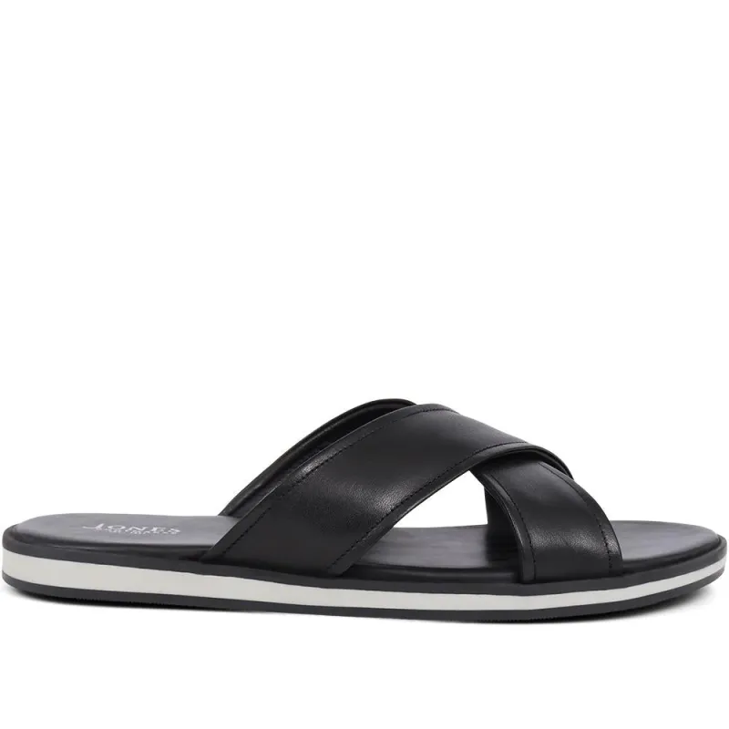 Whitstable Leather Sliders - WHITSTABLE / 325 003 - Black sold by Jones Bootmaker