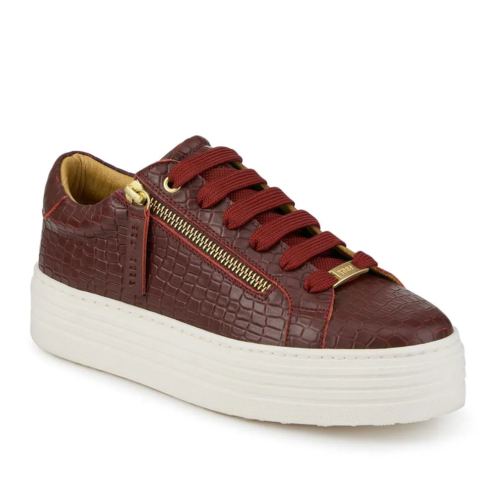 Amaliada Leather Platform Trainers - AMALIADA / 325 316 - Burgundy Croc sold by Jones Bootmaker product image thumbnail 2
