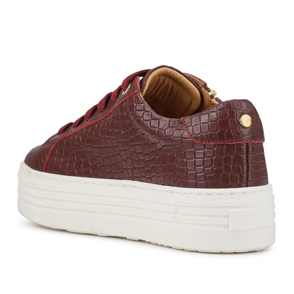 Amaliada Leather Platform Trainers - AMALIADA / 325 316 - Burgundy Croc sold by Jones Bootmaker product image thumbnail 3