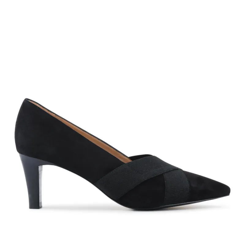 Peter Kaiser Leather Kitten-Heeled Court Shoes - CAPRI42506 / 328 411 - Black Suede sold by Jones Bootmaker