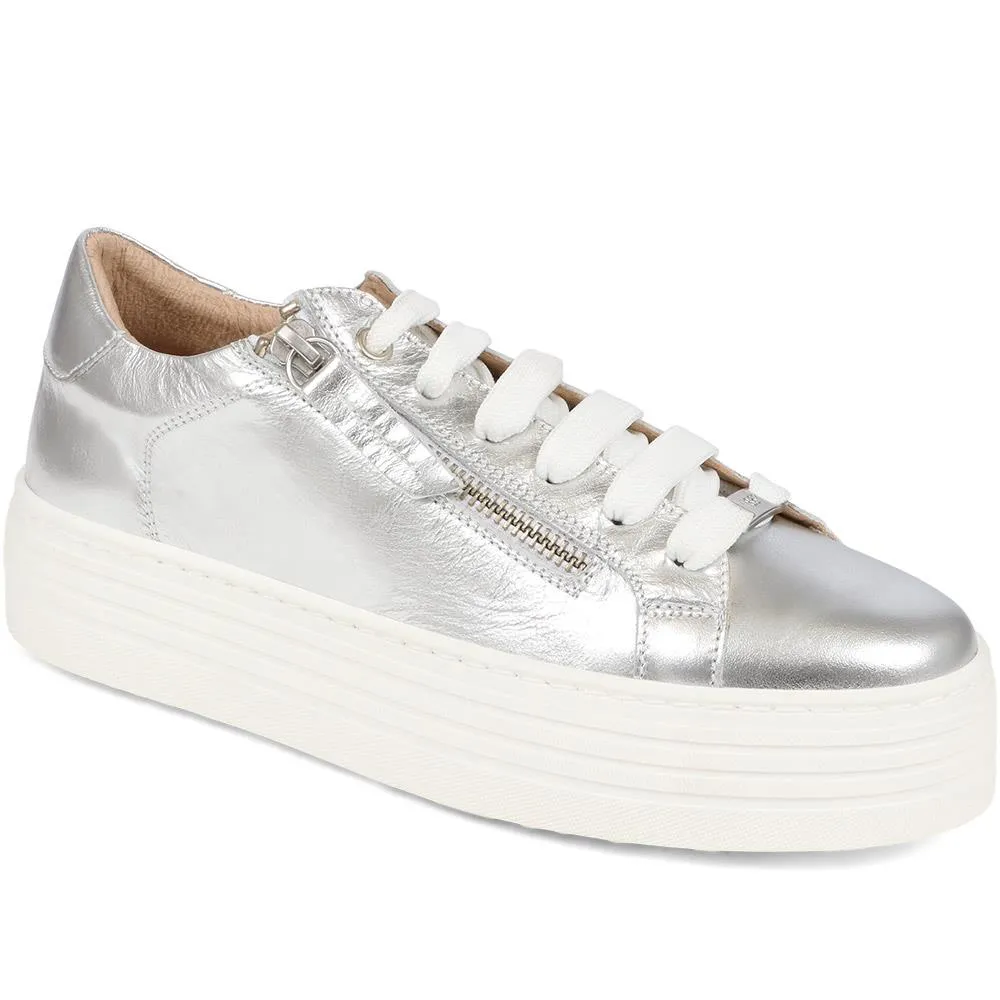 Amaliada Leather Platform Trainers - AMALIADA / 325 316 - Silver sold by Jones Bootmaker product image thumbnail 2