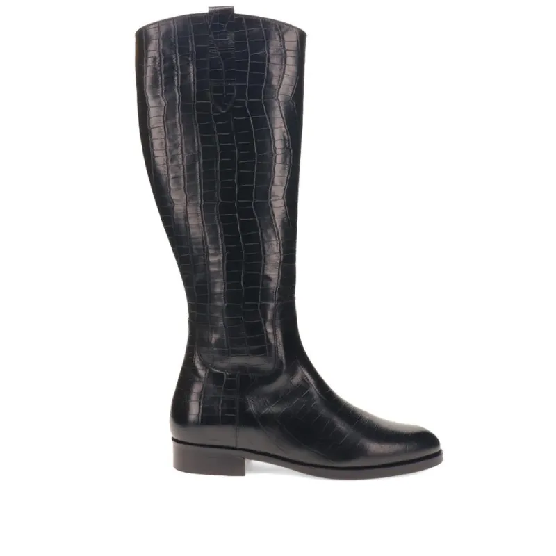 Emelia Small Calf Fit Leather Boots  - EMELIAS / 326 209 - Black Croc sold by Jones Bootmaker