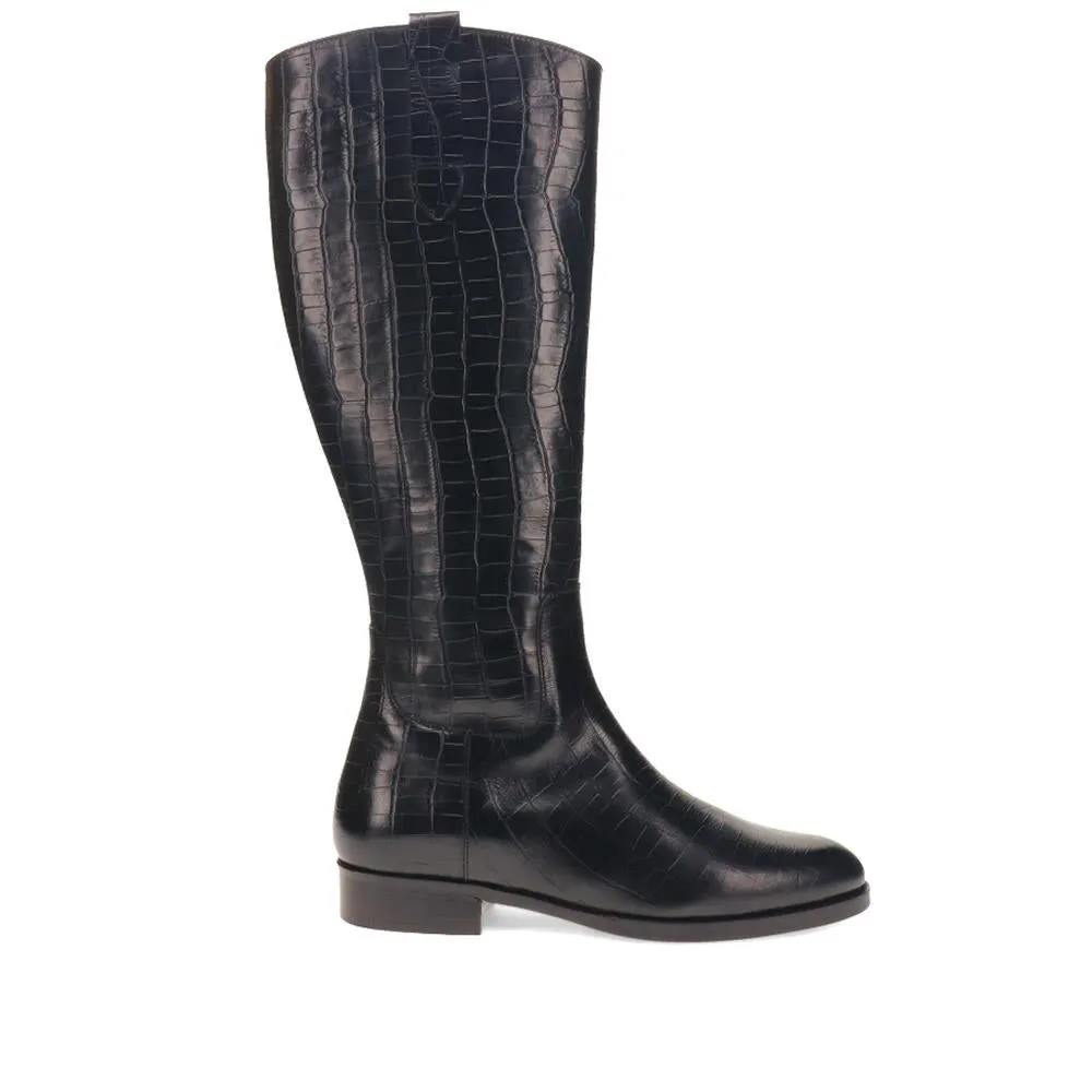 Emelia Small Calf Fit Leather Boots - EMELIAS / 326 209 - Black Croc sold by Jones Bootmaker
