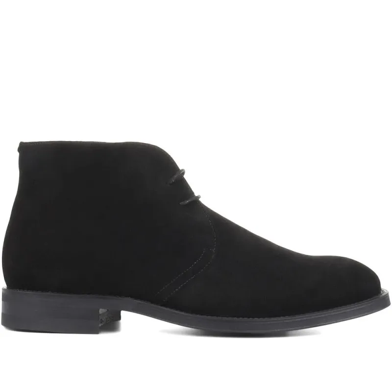 Campbell Blake Stitched Suede Desert Boots - CAMPBELL / 321 132 - Black Suede sold by Jones Bootmaker