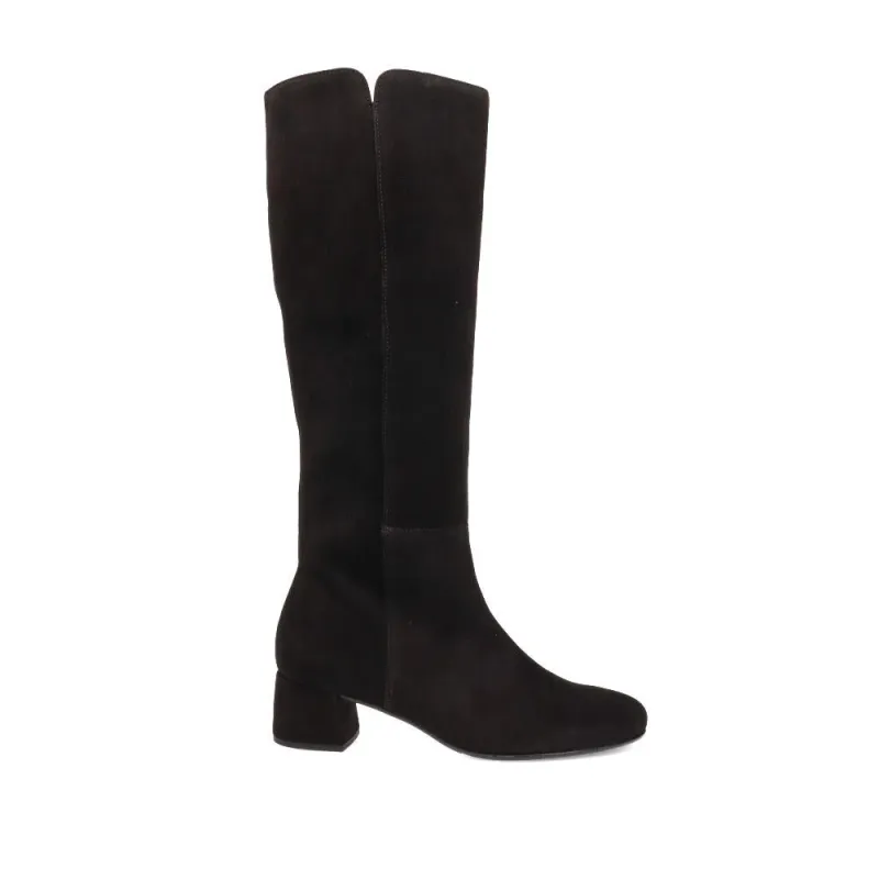Ashby Block-Heel Leather Long Boots - GAB40533 / 326 846 - Black Suede sold by Jones Bootmaker