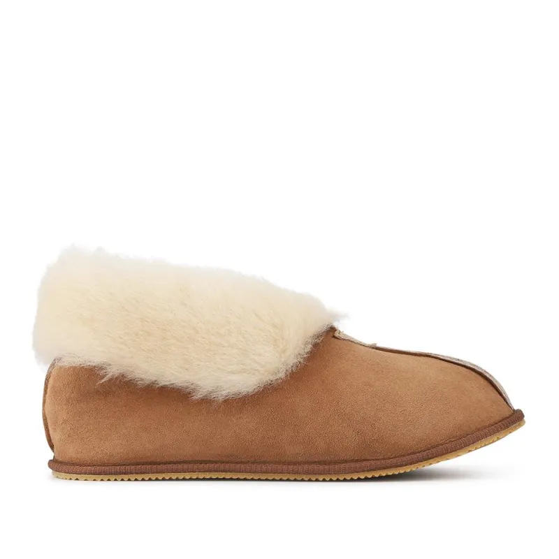 Drapers Sheepskin Bootie Slippers - DRAPR42506 / 328 464 - Chestnut Suede sold by Jones Bootmaker