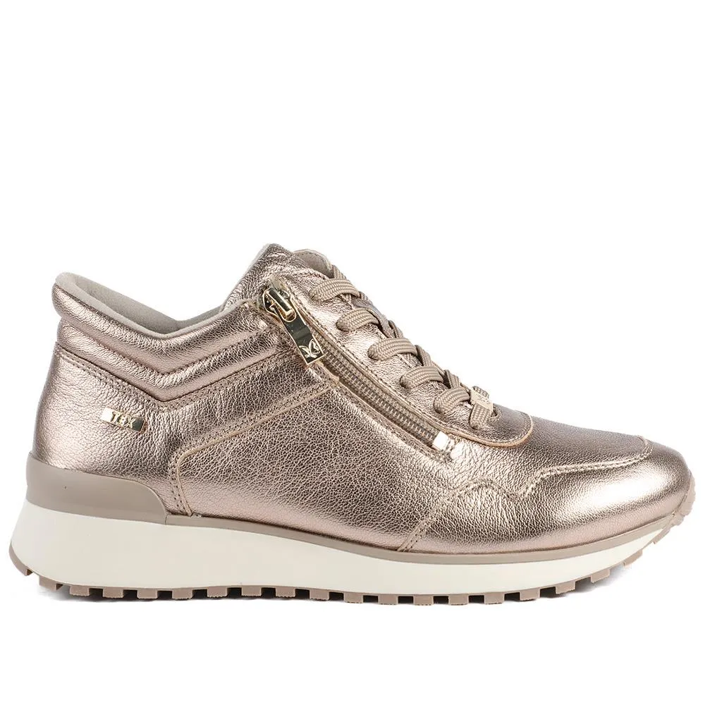 Caprice Wide Fit Zip & Lace Leather Trainers - CAPRI42511 / 328 317 sold by Jones Bootmaker