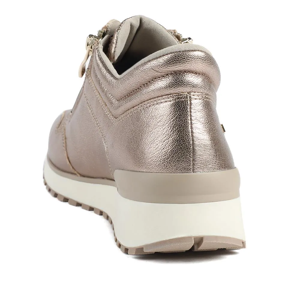 Caprice Wide Fit Zip & Lace Leather Trainers - CAPRI42511 / 328 317 - Rose Gold sold by Jones Bootmaker product image thumbnail 3