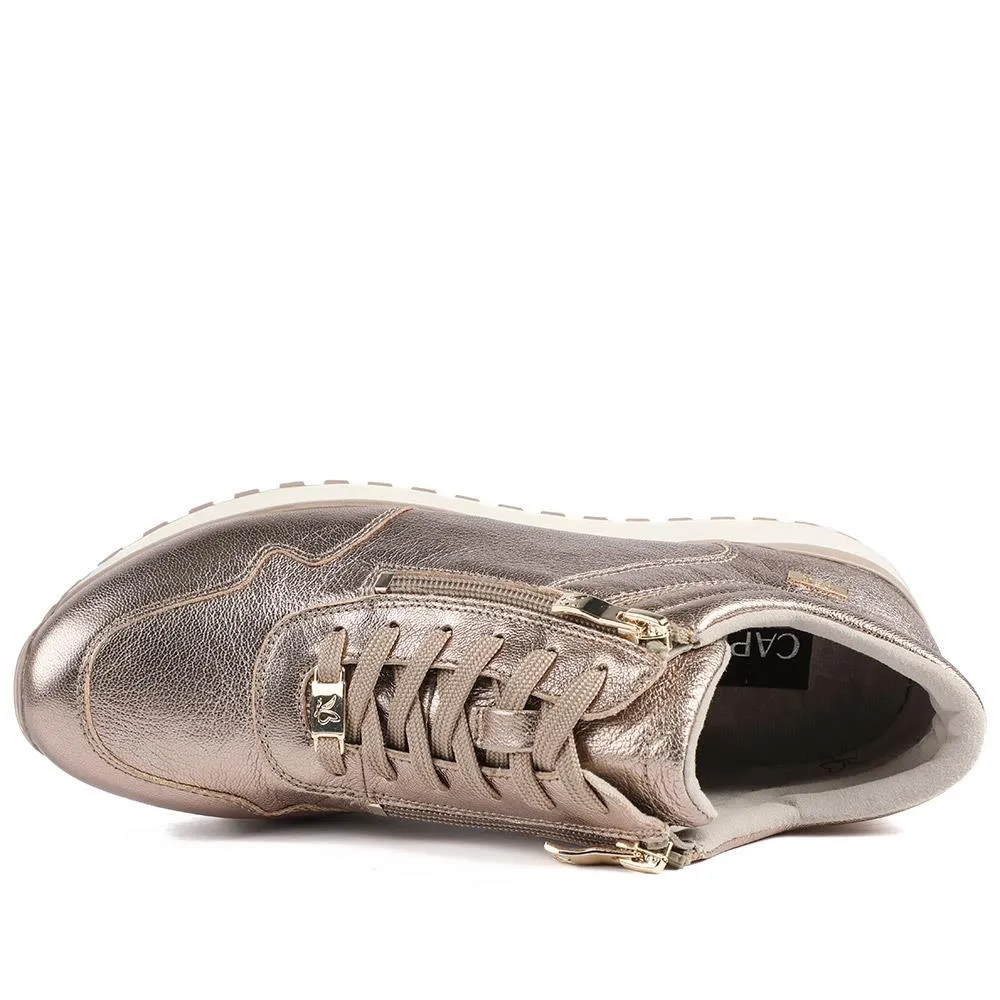 Caprice Wide Fit Zip & Lace Leather Trainers - CAPRI42511 / 328 317 - Rose Gold sold by Jones Bootmaker product image thumbnail 4
