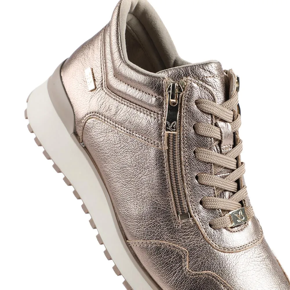 Caprice Wide Fit Zip & Lace Leather Trainers - CAPRI42511 / 328 317 - Rose Gold sold by Jones Bootmaker product image thumbnail 5