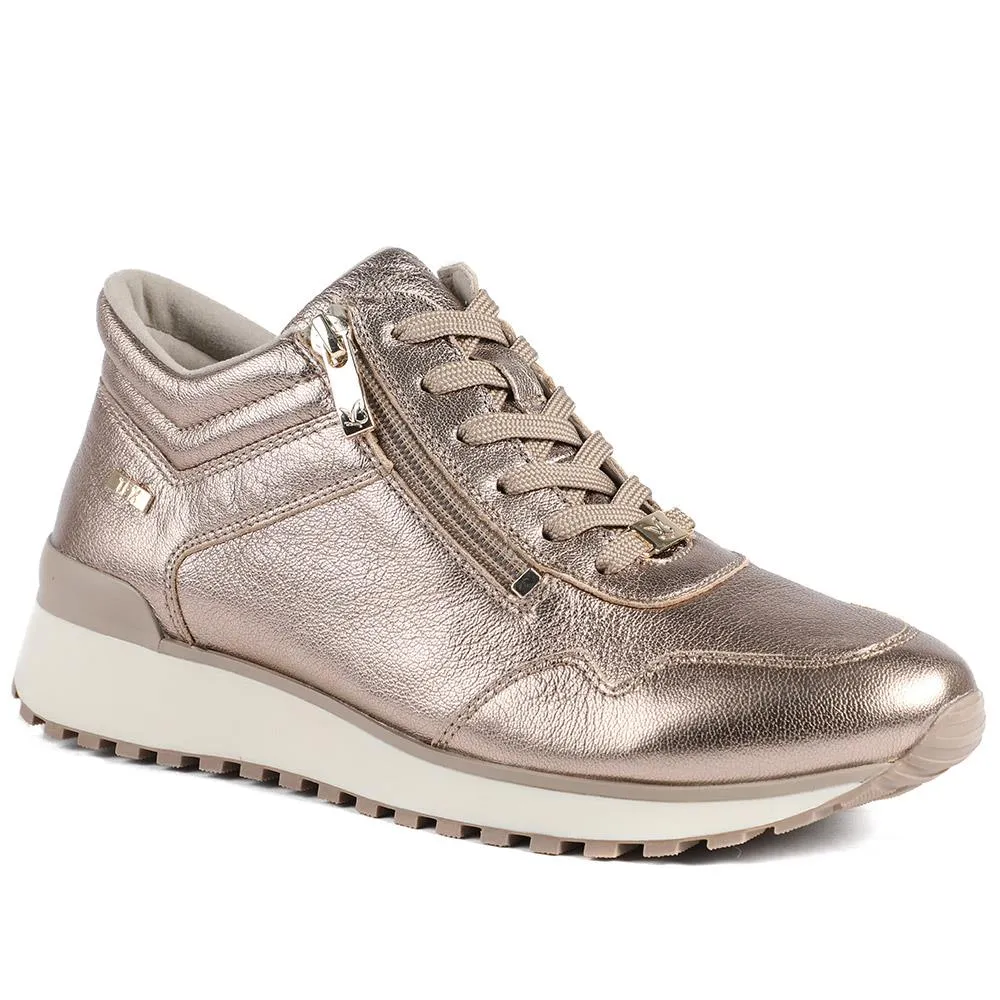 Caprice Wide Fit Zip & Lace Leather Trainers - CAPRI42511 / 328 317 - Rose Gold sold by Jones Bootmaker product image thumbnail 2