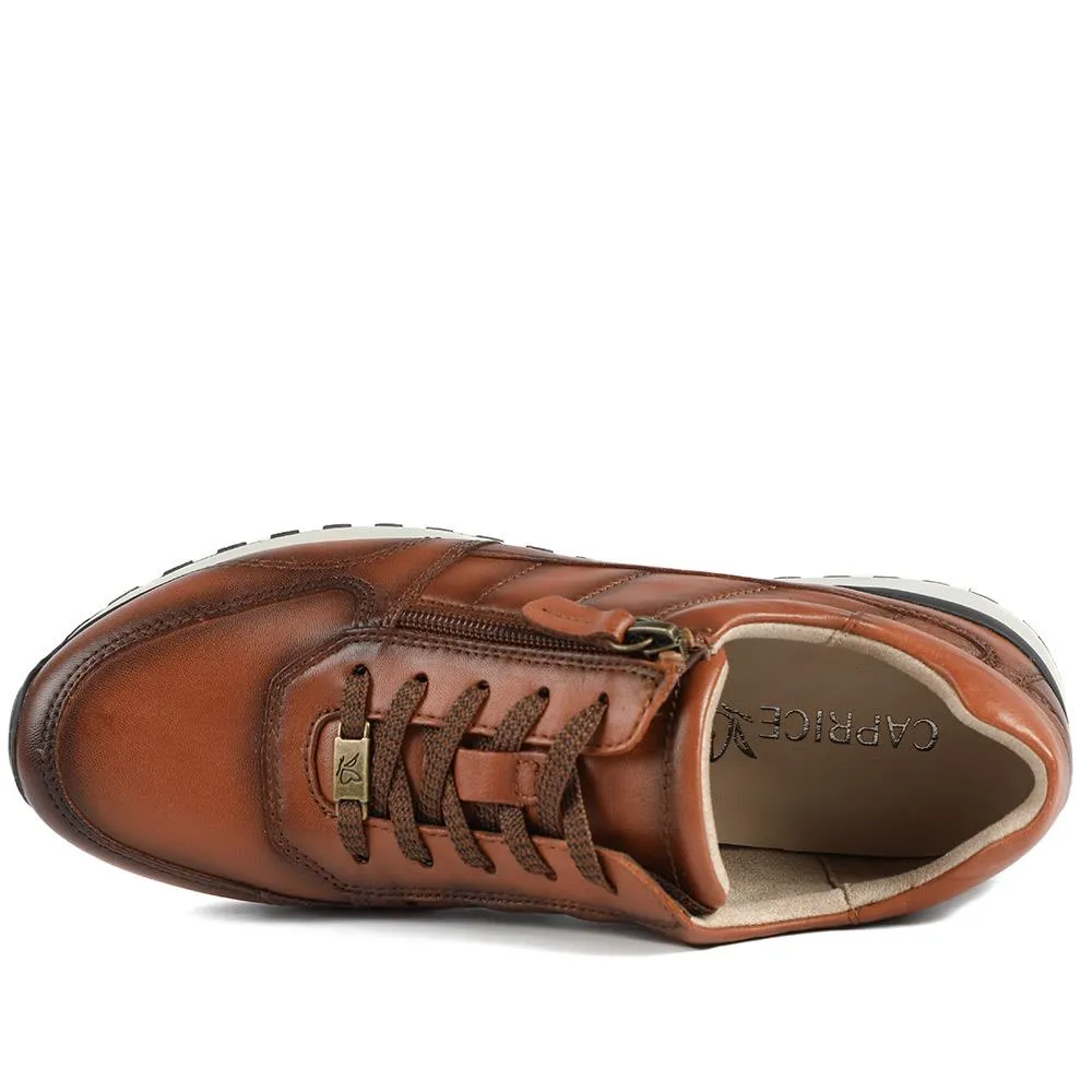 Caprice Wide Fit Leather Zip & Lace Trainers - CAPRI42510 / 328 314 - Tan sold by Jones Bootmaker product image thumbnail 4