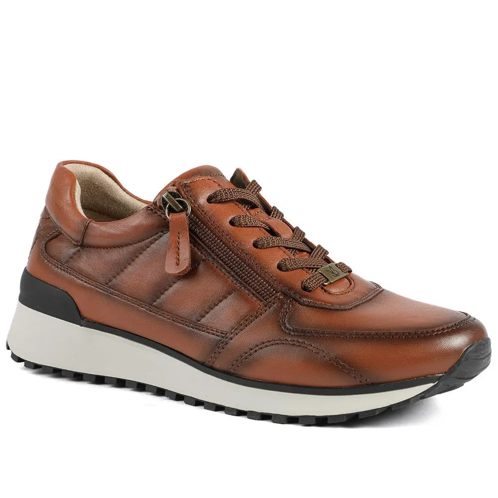 Caprice Wide Fit Leather Zip & Lace Trainers - CAPRI42510 / 328 314 - Tan sold by Jones Bootmaker product image thumbnail 2