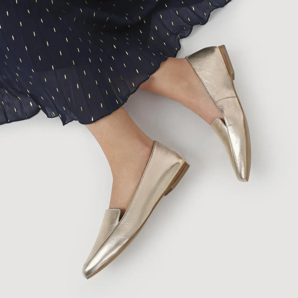 Sicily Leather Slip-On Shoes - SICILY / 326 204 - Gold sold by Jones Bootmaker product image thumbnail 5