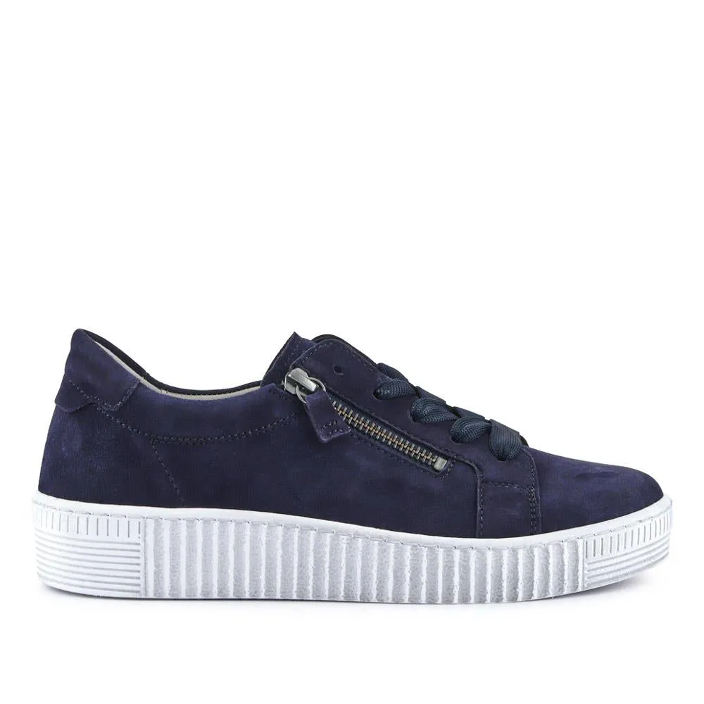 Wisdom Dual Zip Flatform Trainers - GAB31501 / 317 499 - Navy sold by Jones Bootmaker