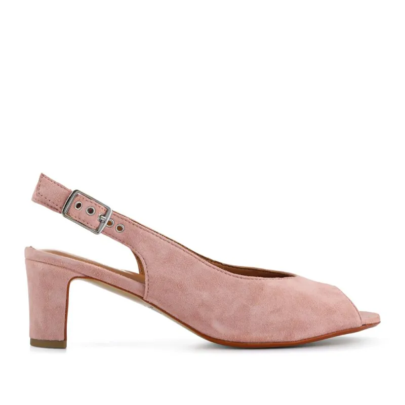 Xiomara Leather Slingback Court Shoes - XIOMARA / 327 552 - Blush Suede sold by Jones Bootmaker