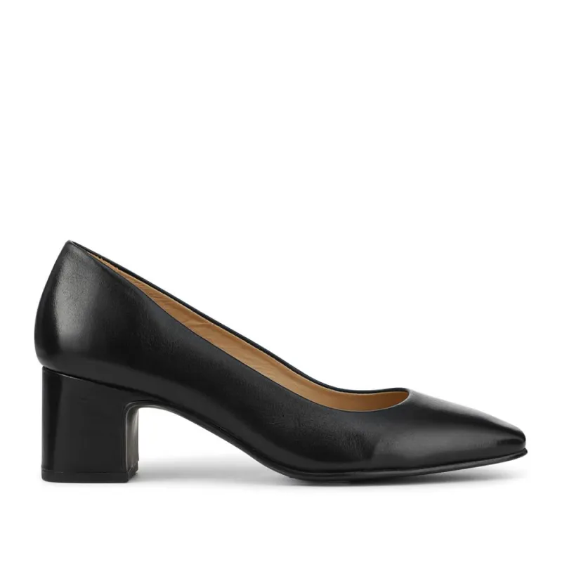Zadie Wide-Fit Smart Leather Court Shoes - ZADIEWIDE / 328 607 - Black Leather sold by Jones Bootmaker