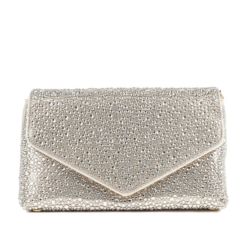 Vertigo Touch Fasten Embellished Clutch Bag - VERTIGO / 328 606 - Gold Sparkle made by Jones Bootmaker