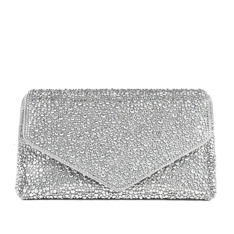 Vertigo Touch Fasten Embellished Clutch Bag - VERTIGO / 328 606 - Silver Sparkle sold by Jones Bootmaker