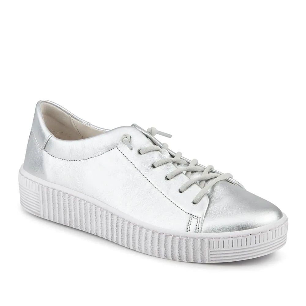 Gabor Leather Lace Up Trainers - GAB43002 / 328 668 - Silver sold by Jones Bootmaker product image thumbnail 2