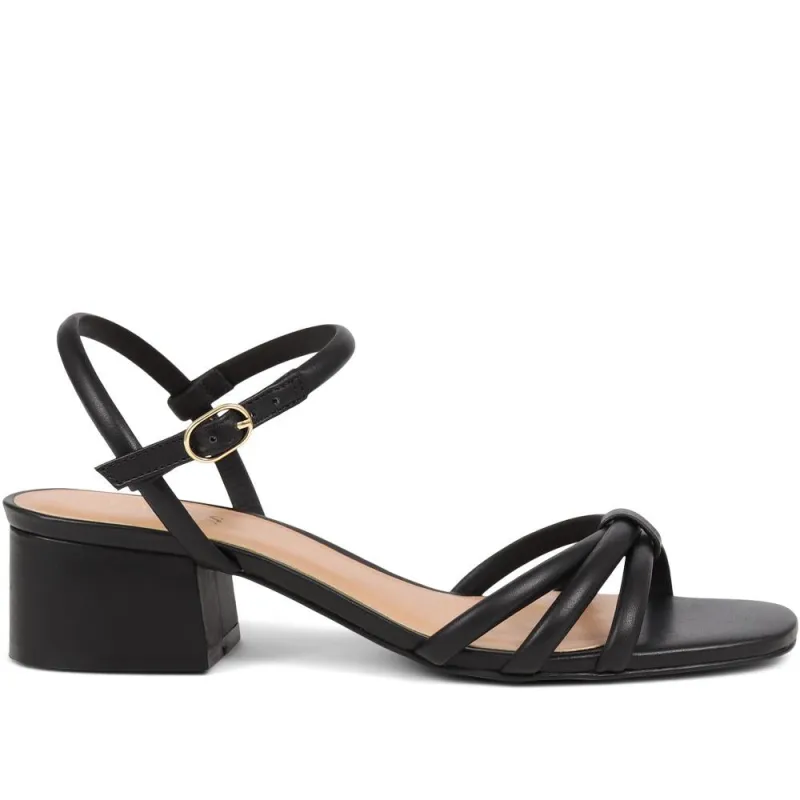 Hollie Heeled Leather Sandals  - HOLLIE / 325 220 - Black sold by Jones Bootmaker