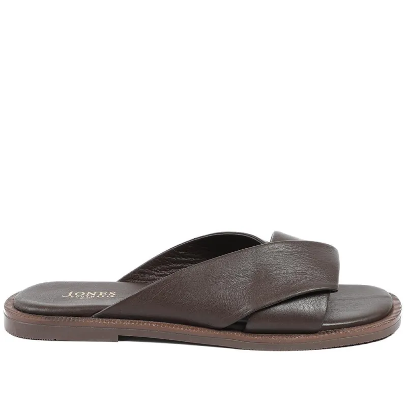 Hazelle Flat Mule Sandals - HAZELLE / 325 227 - Chocolate sold by Jones Bootmaker