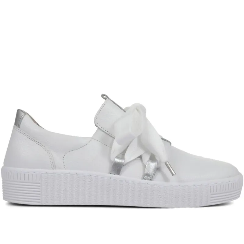Waltz Gabor Lace-Up Trainers - GAB33506 / 319 497 - White-Silver sold by Jones Bootmaker