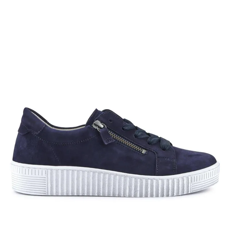 Wisdom Dual Zip Flatform Trainers - GAB31501 / 317 499 - Navy made by Jones Bootmaker